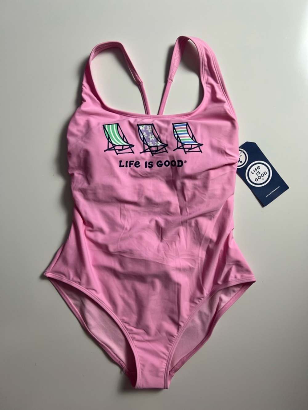 NWT Life Is Good One Piece Padded Swimsuit, Pink, Size L